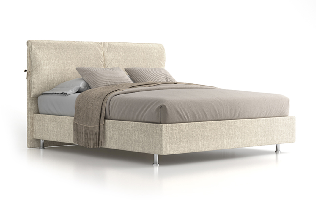 Letto Desiderio - Tessuto, Bianco crema, Singolo